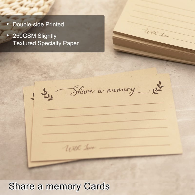 Creawoo Wooden Funeral Guest Book for Memorial Service Celebration of Life Decorations  Hardcover In Loving Memory Guestbook Set with White Pages  Included Share a Memory Cards  Table Sign  Pen (8.5"") - Image 4